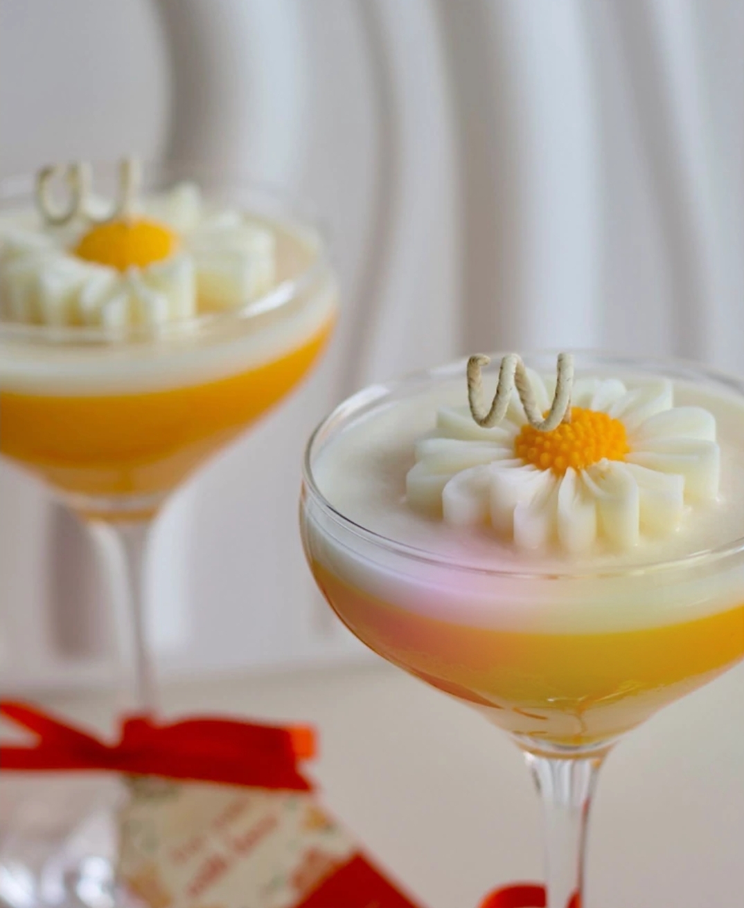 شمع جام گیلاس  دورنگ  گل بابونه